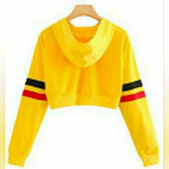 Yellow, Red, & Black Okay Cropped Hoodie (S) - Picture 2 of 7